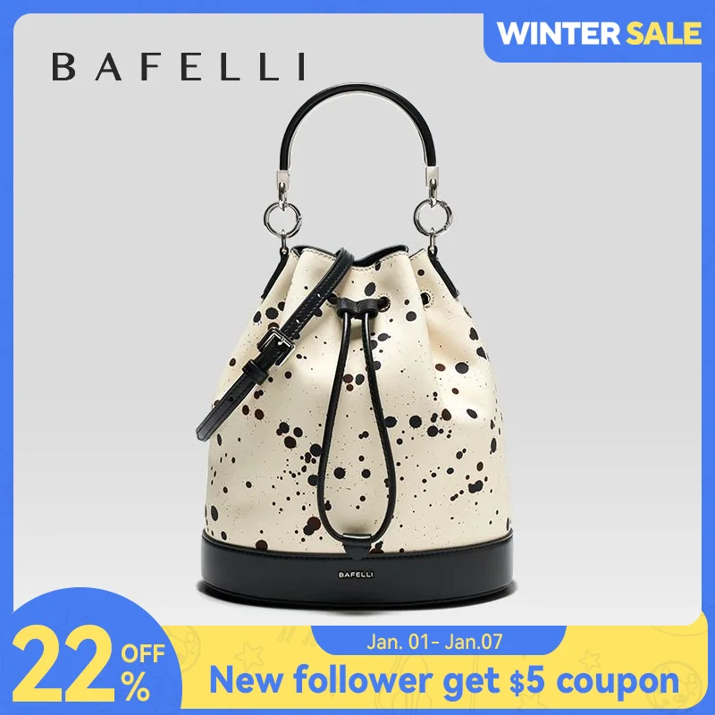 BAFELLI 2023 WOMEN'S NEW HANDBAG LUXURY BRAND SPRING SUMER DESIGNER STYLE STRING LEATHER BUCKET BAGS ORIGINAL TREND PURSE