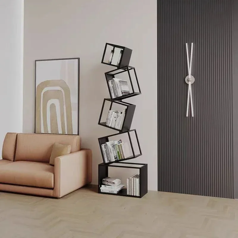 Modern Multi Layer Bookshelf Vertical Iron Bookcase for Office Storage Shaped Multi Tier Book Rack