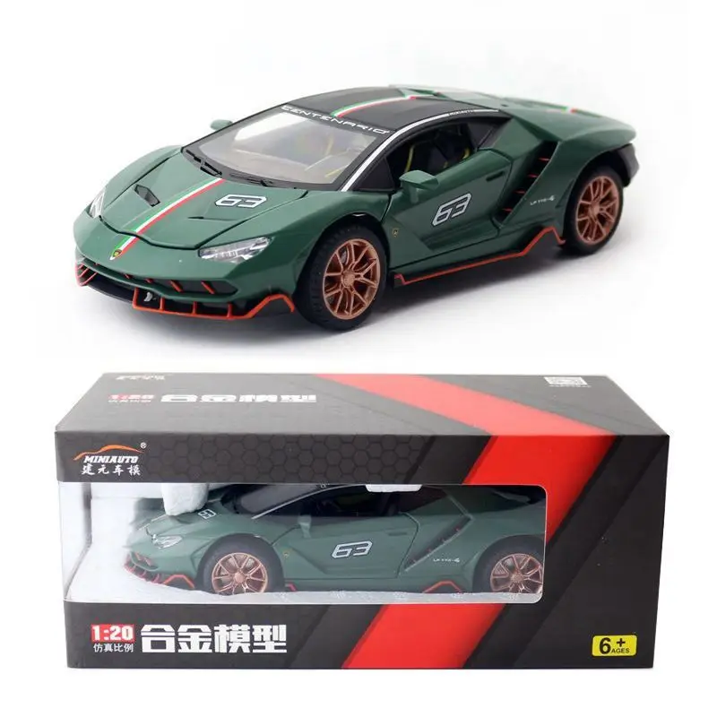 1:24 Scale Diecast Toy Vehicle Model LP770-4 Centenario Car Pull Back Sound & Light Car Educational Collection Gift For Kid