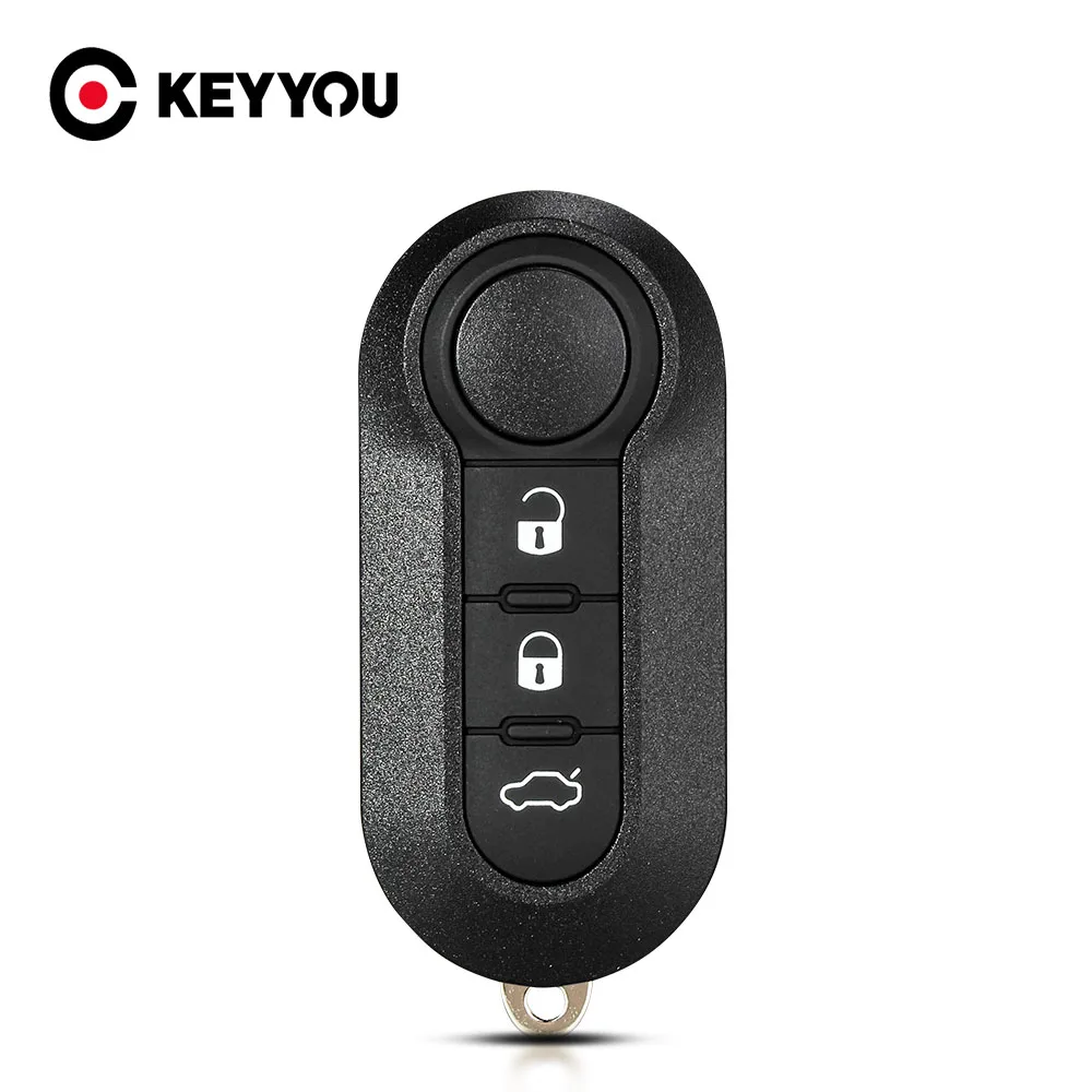 KEYYOU For Fiat 500 Panda Punto Bravo Auto Uncut Blade 3 Buttons Remote Car Key Shell Case