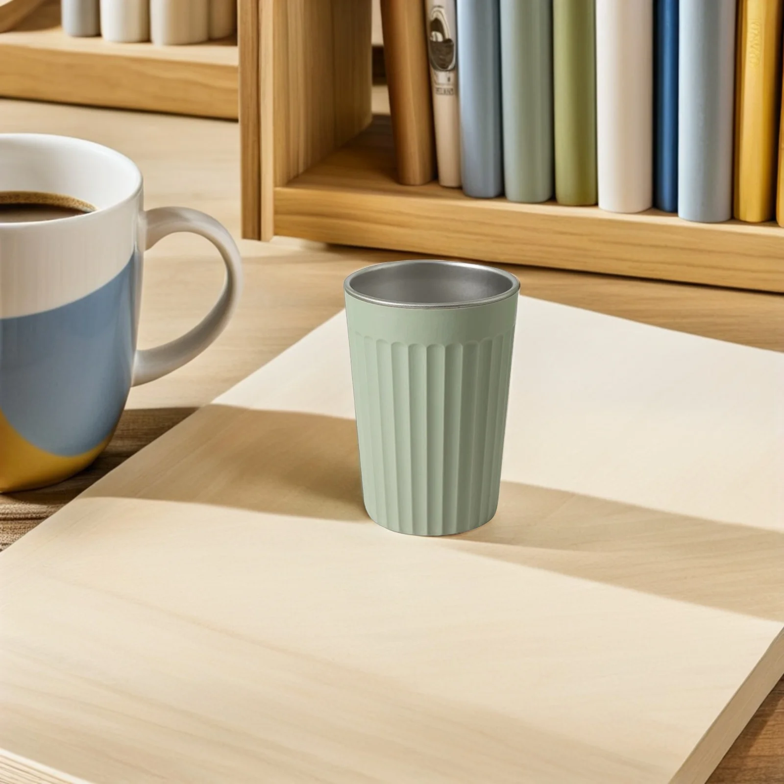 

Stainless Steel Toothbrush Cup 350Ml Bathroom Tumbler Slip Resistant Texture Smooth Rim Elegant Design Travel Mug Reusable