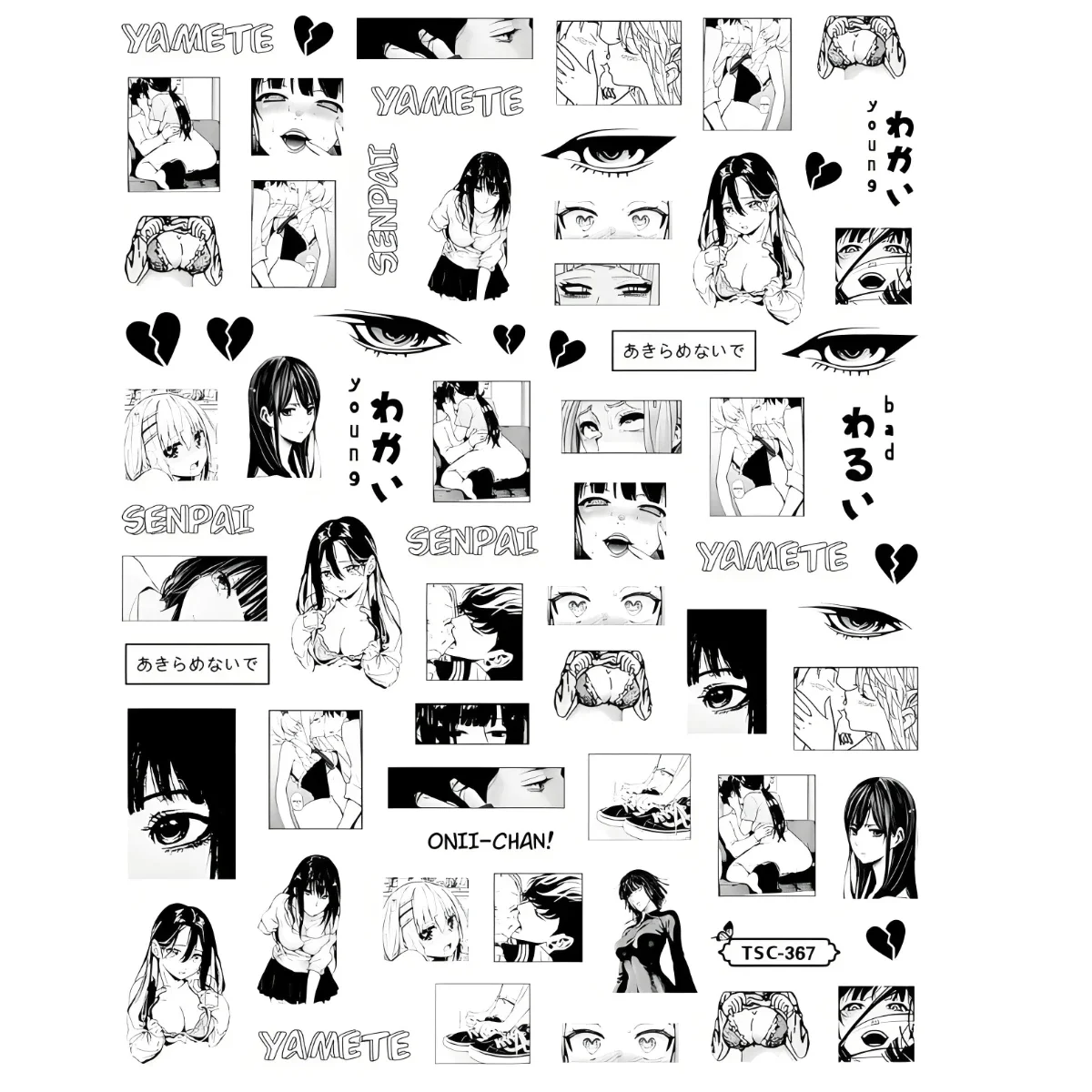 TSC-180 Sexy bunny gir, anime para adultos, estilo discoteca, pegatina 3D para decoración de uñas, pegatina para uñas DIY a la moda