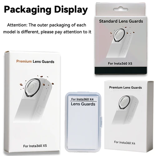 Imagen 2 del producto Protectores de lentes Premium para Insta 360 X5 X4, plástico/vidrio, protectores de lentes estándar, cubierta protectora para accesorios Insta360 X5 X4