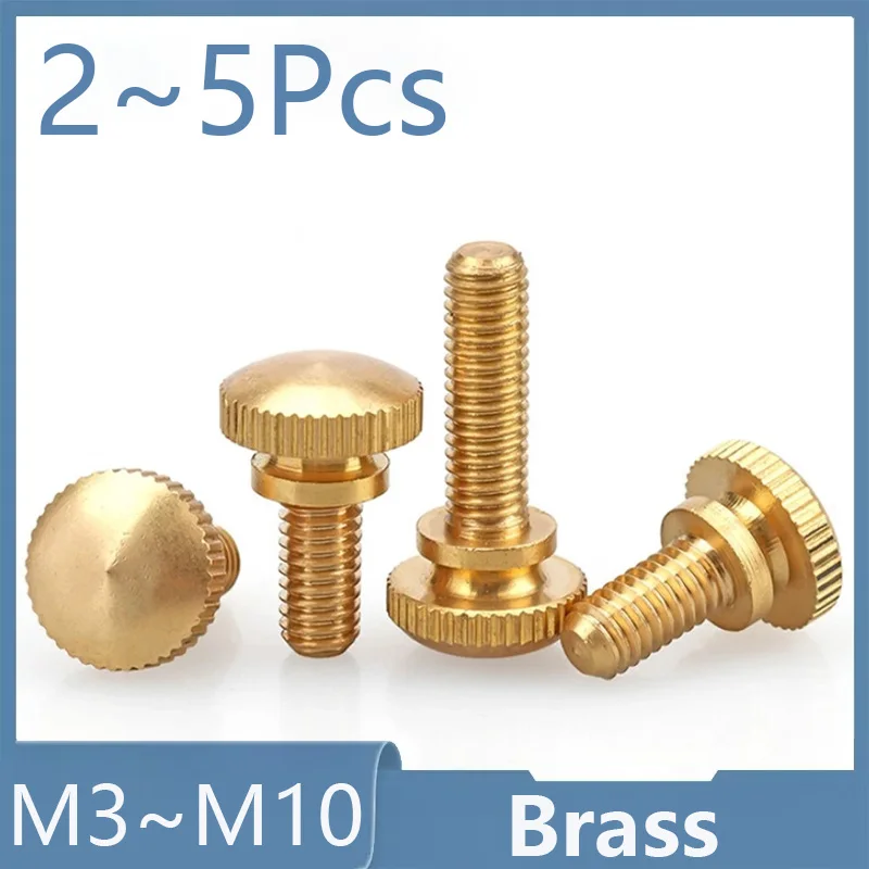 2-5Pcs Brass Steps High Head Knurled Hand Screw Double Layer Computer Case Bolts Pure Copper M3 M4 M5 M6 M8 M10