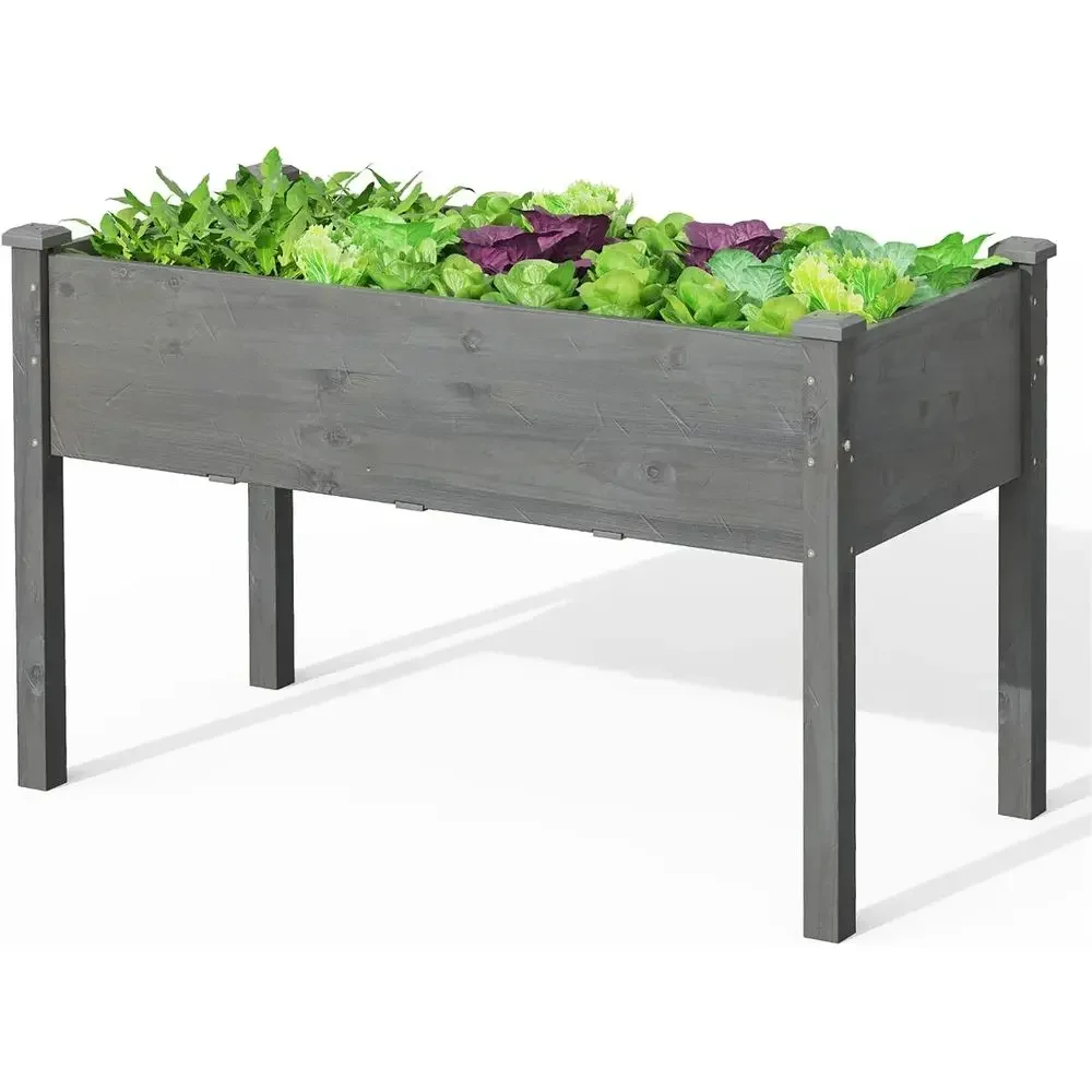 48 Long Elevated Wooden Planter Box with Legs and Drainage for Herbs, Vegetables, and Patio Gardening