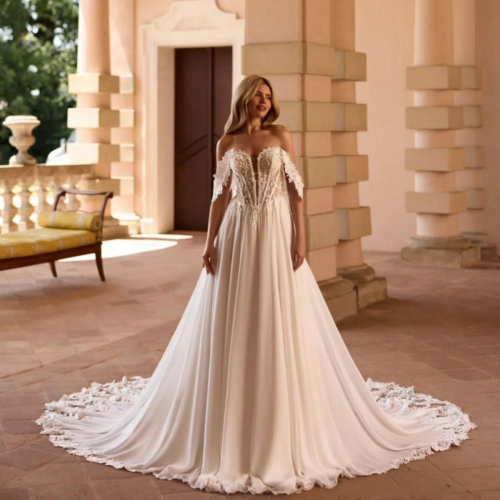 

Customized Zipper Wedding Dresses Sweetheart Sleeveless For Women Charming Simple Lace Applique Bridal Gowns Vestidos De Novia