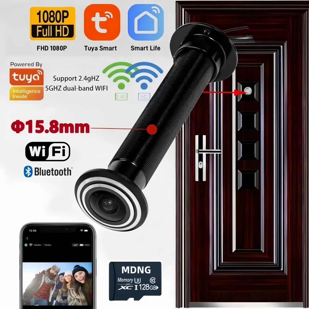Tuya Akıllı 2.4G ve 5G Wifi Peephole Kapı Kamerası Hareket Algılama Dijital Kapı Görüntüleyici Kablosuz Kapı Göz Kamerası Güvenlik Koruması