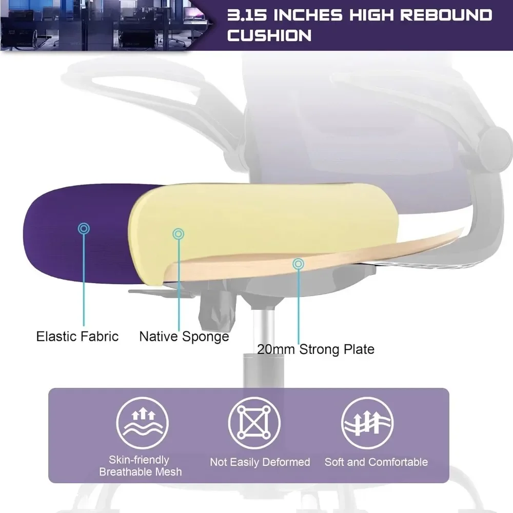 Ergonomic Desk Chair with Adjustable Lumbar Support High Back Mesh Computer Chair with Flip-up Armrests Passed Task Chairs