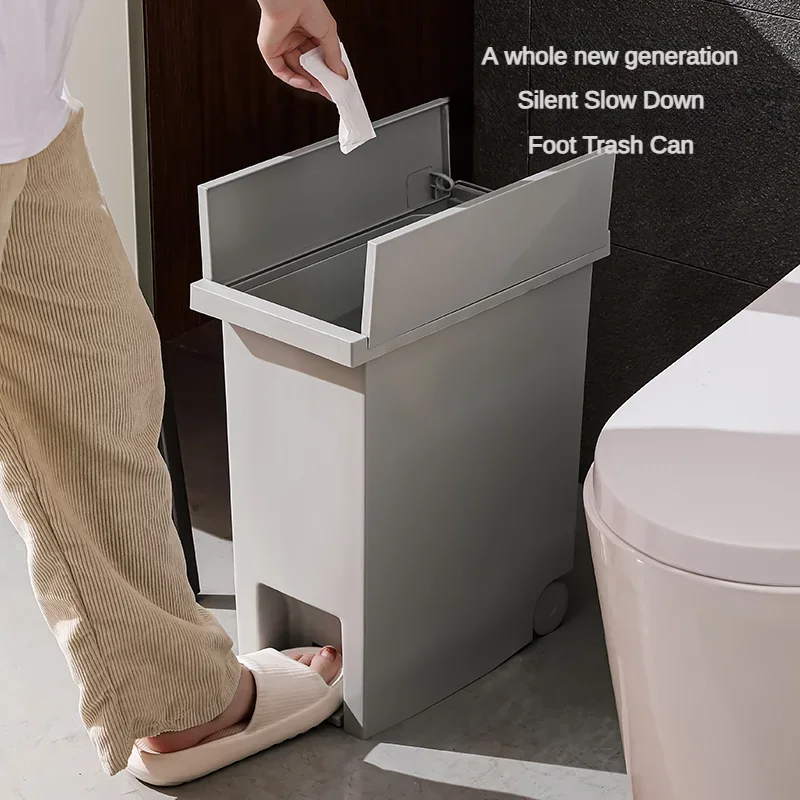 Separate Lid Waste Bins Mute Wheel Plastic Storage Trash Can Removable Living Room Litter Bins Kitchen Wastebasket Bathroom