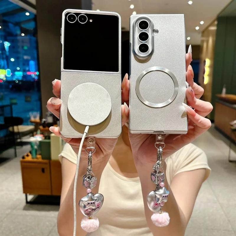 Ultra Thin Metal Paint Plating Magnetic Phone Case For Samsung Z Fold8 Ultra ZFlip 5 6 7 8 Slim Matte Frosting Shockproof Cover