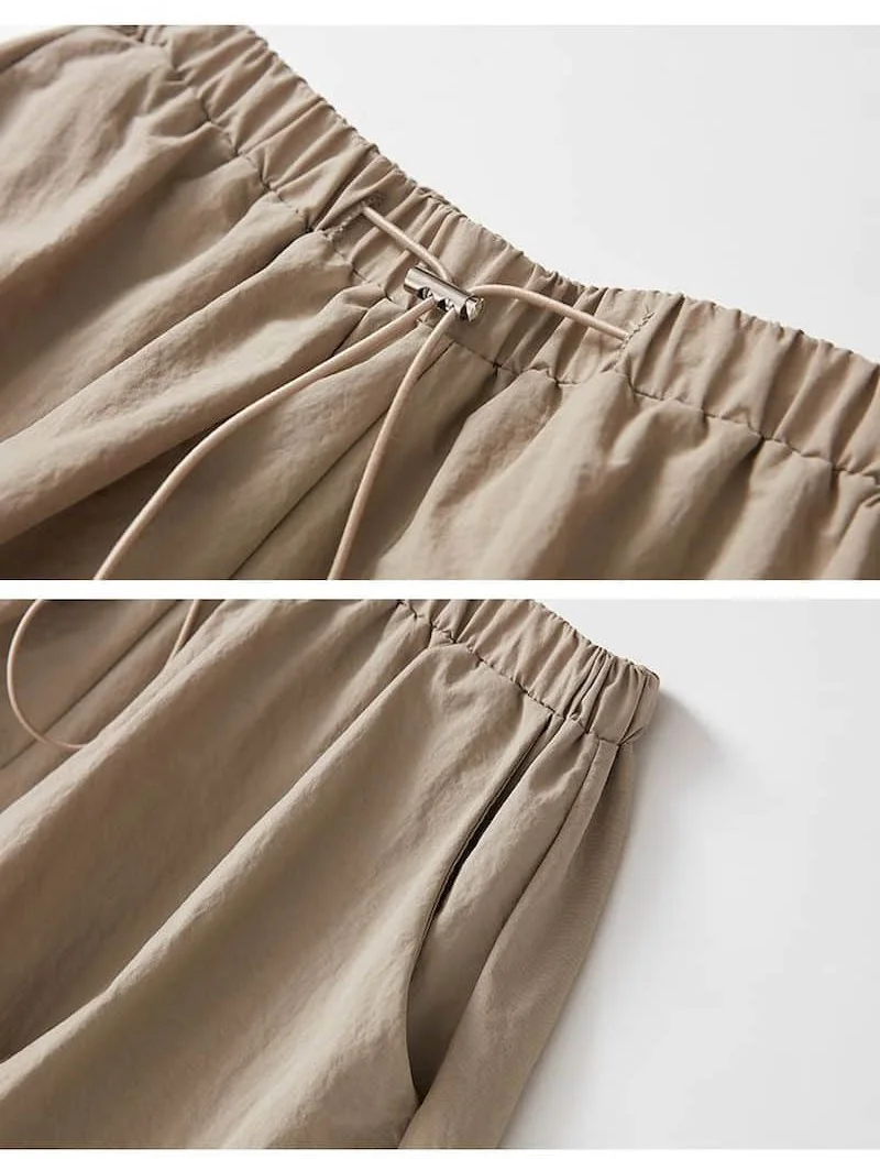 Solid Shorts for Women Casual Loose Flower Bud A-line Wide Leg Fluffy Shorts Elastic Waist Lantern Pants Workwear Women Clothing