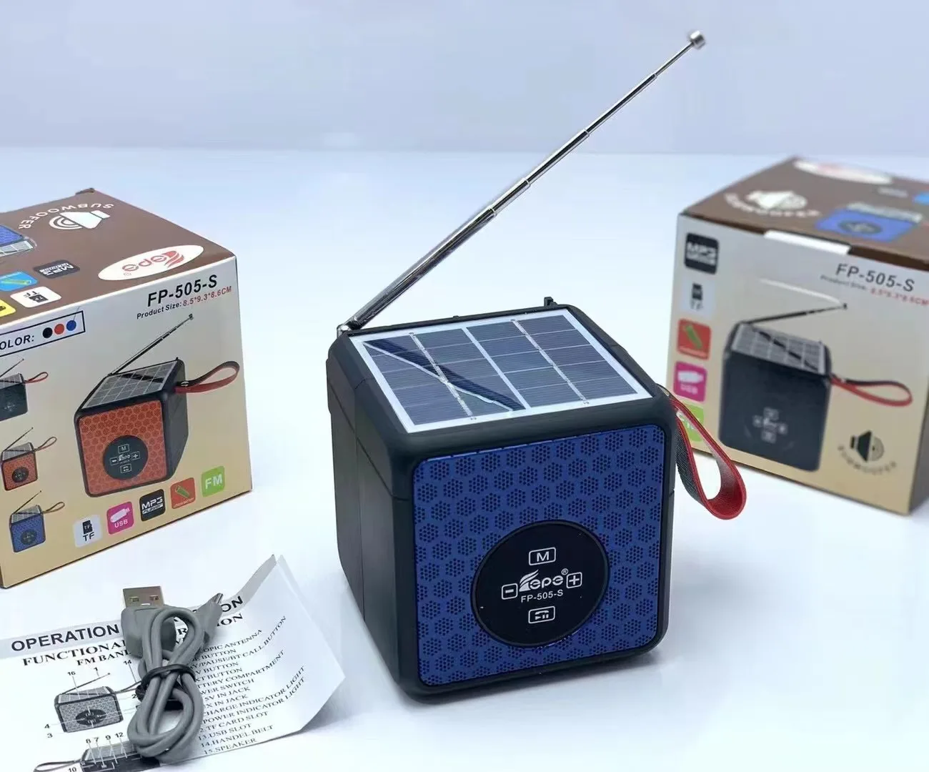 FEPE FP-505-S Latest Am Fm Sw Tf Card Usb Radio Wireless Speaker Pocket Solar Panel Radio