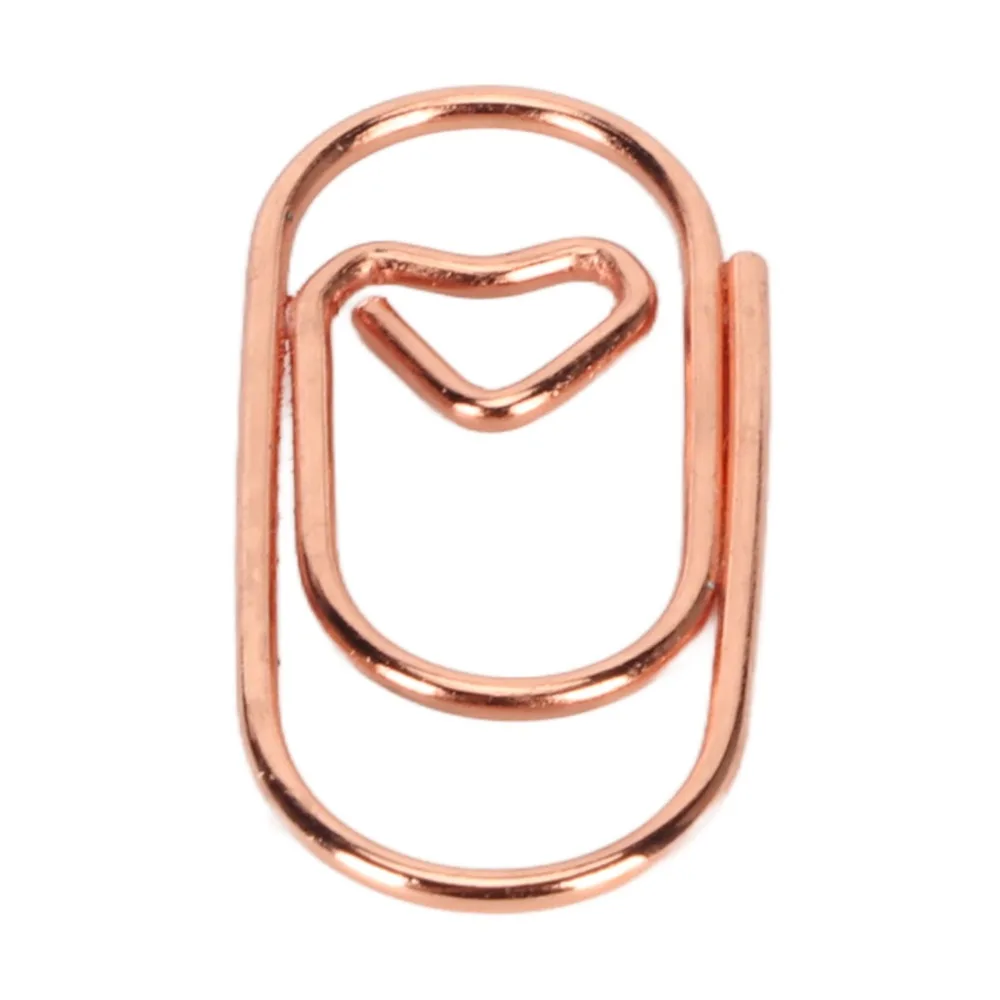 

250Pcs 20*9mm Fancy Paperclips Rose Gold/Gold/Silver Electroplating Metal Cute Paper Clips with Storage Box Heart Shape