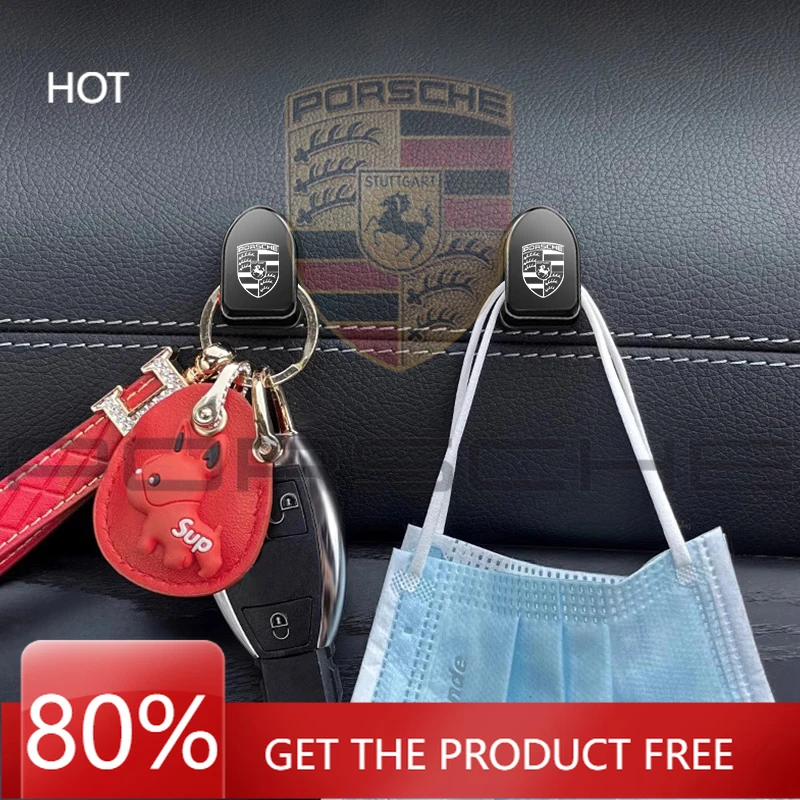 

Для Porsche Cayenne, Macan, Panamera, 918, 911: 2 металлических крючка-стикера для хранения, аксессуары для стайлинга автомобиля, для Porsche 911, 718, Taycan