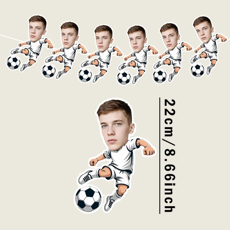 6/12pcs Football Enthusiasts Theme Customize Your Own Avatar Hanging Banners Flags Bedroom Living Room Doors Windows Supplies