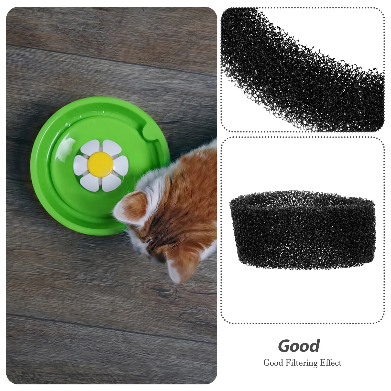 

12pcs Black Filters for Pet Water Fountain 84oz 2.5L Cat Water Dispenser Filters Dog Cat Dispenser Reusable Cotton