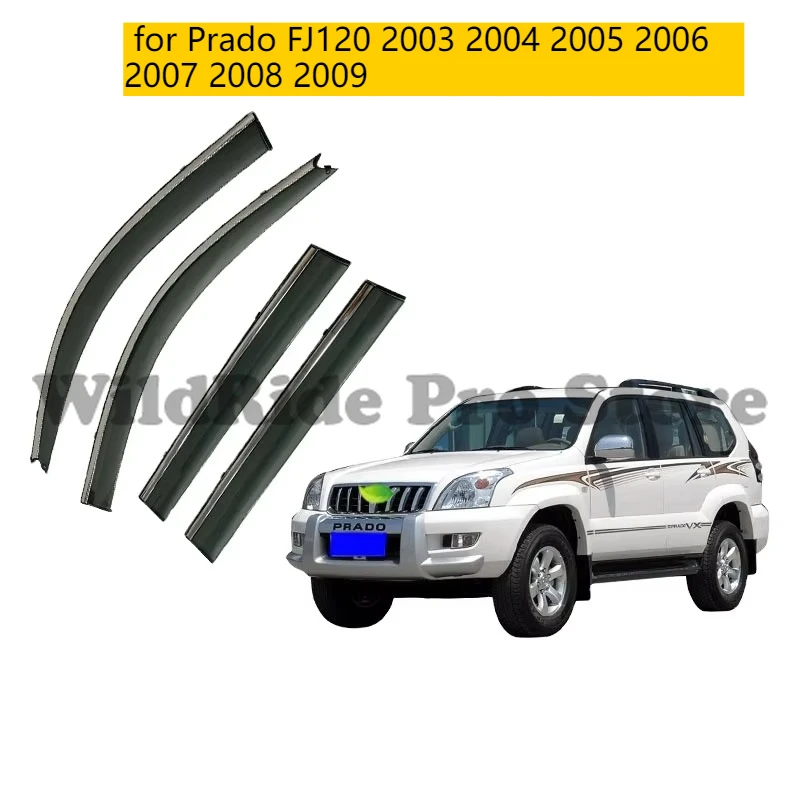 Side Window Deflectors Rain Sun Guards Shield Window Vent Visors for Prado FJ120 2003 2004 2005 2006 2007 2008 2009