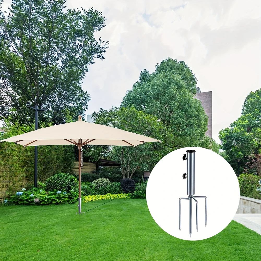 1pcs Umbrella Base 4 Pointed Tips Outdoor Umbrella Detachable Portable Sunshade Ground Anchor Pole Diameter Less Than 1.37 Inch