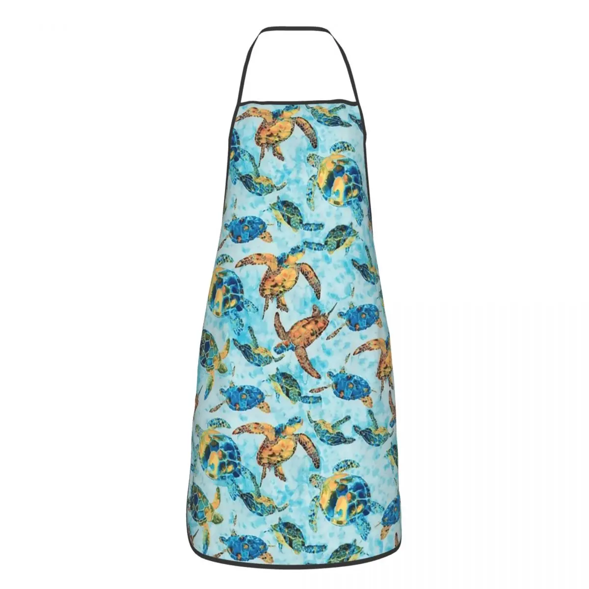 Custom Bib Watercolor Turtles Pattern Apron for Men Women Unisex Adult Chef Kitchen Cooking Ocean Lover Tablier Cuisine Baking