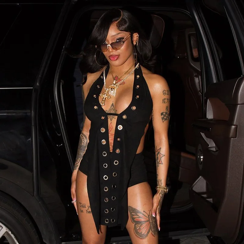 

Женский укороченный топ с открытой спиной и вырезом, рубашки Ins Chic, черная блузка с лямкой на шее, женский ночной клуб, фестиваль, праздничная уличная одежда, топы