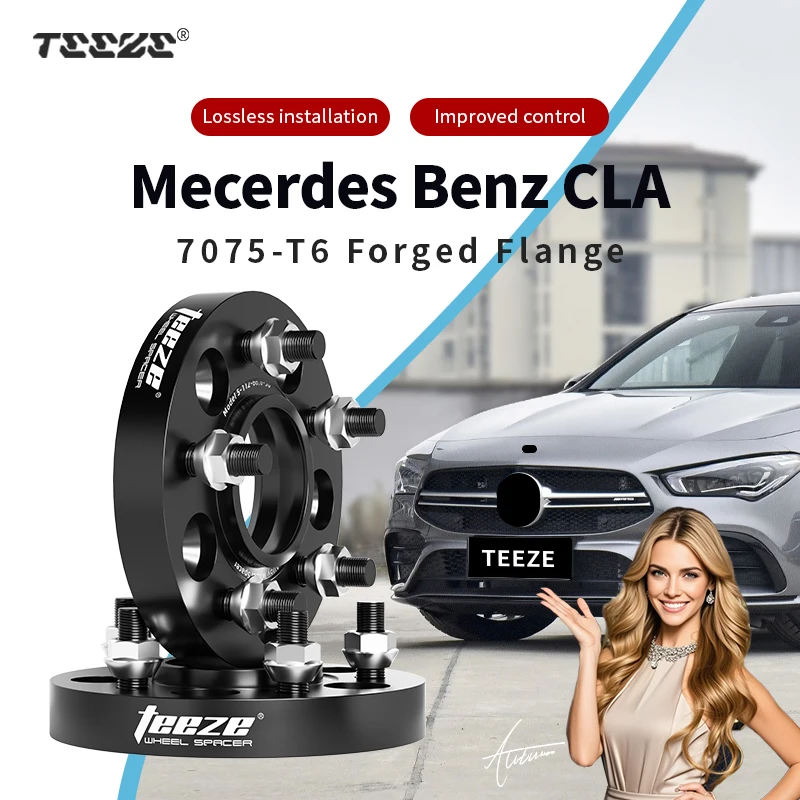 

2pcs 5x112 66.6 Hub Centric Black Forged wheel spacer T6-7075 For Mercedes Benz CLA 15/20/25/30/35mm With Extended Wheel Bolts