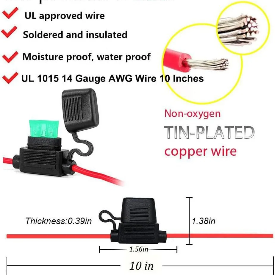 6Pcs 14AWG Inline Waterproof ATO ATC Blade Fuse Holder IP66 Dustproof 12V 24V Automotive Circuit Protection Fuse Socket