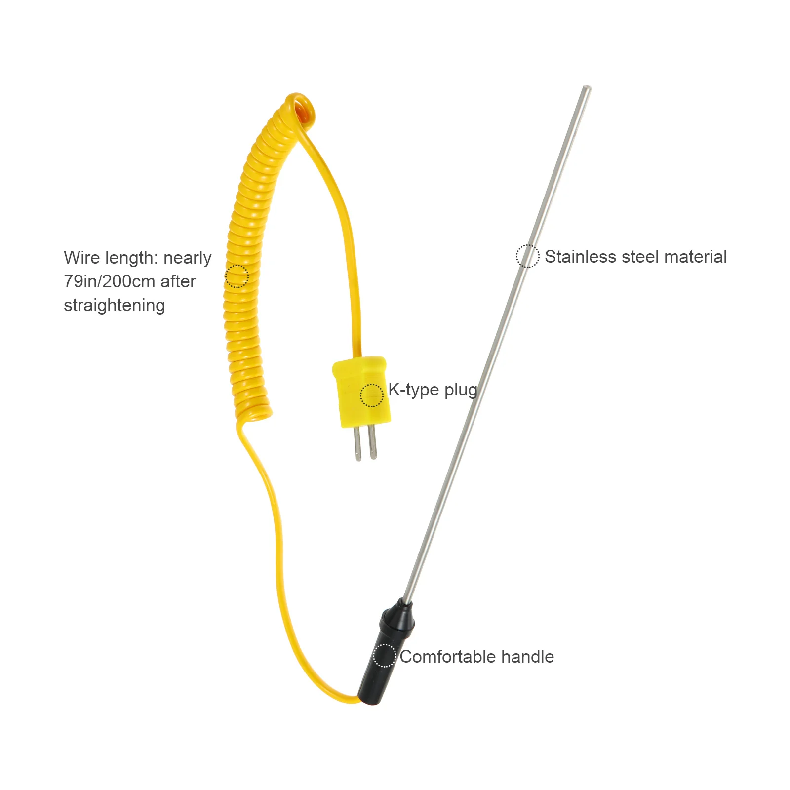 K-Type Thermocouple Stainless Steel Probe Temperature Sensor for Digital Thermometer Industrial Engine Exhaust Measurement