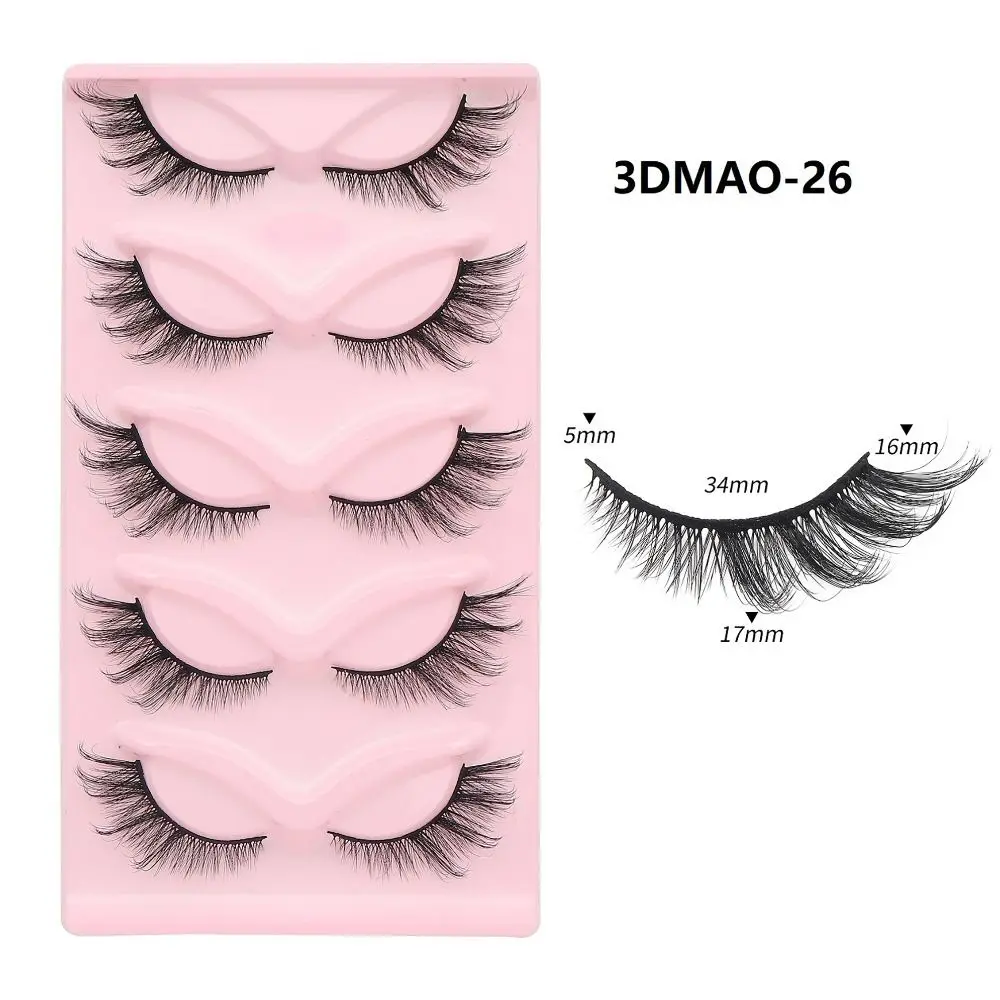 5 par 3D Natural Look Full Strip Lashes Wispy Long Eye Tail False Eyelashes Eye Makeup Dense Curl Cat Eye Lashes Women Beauty