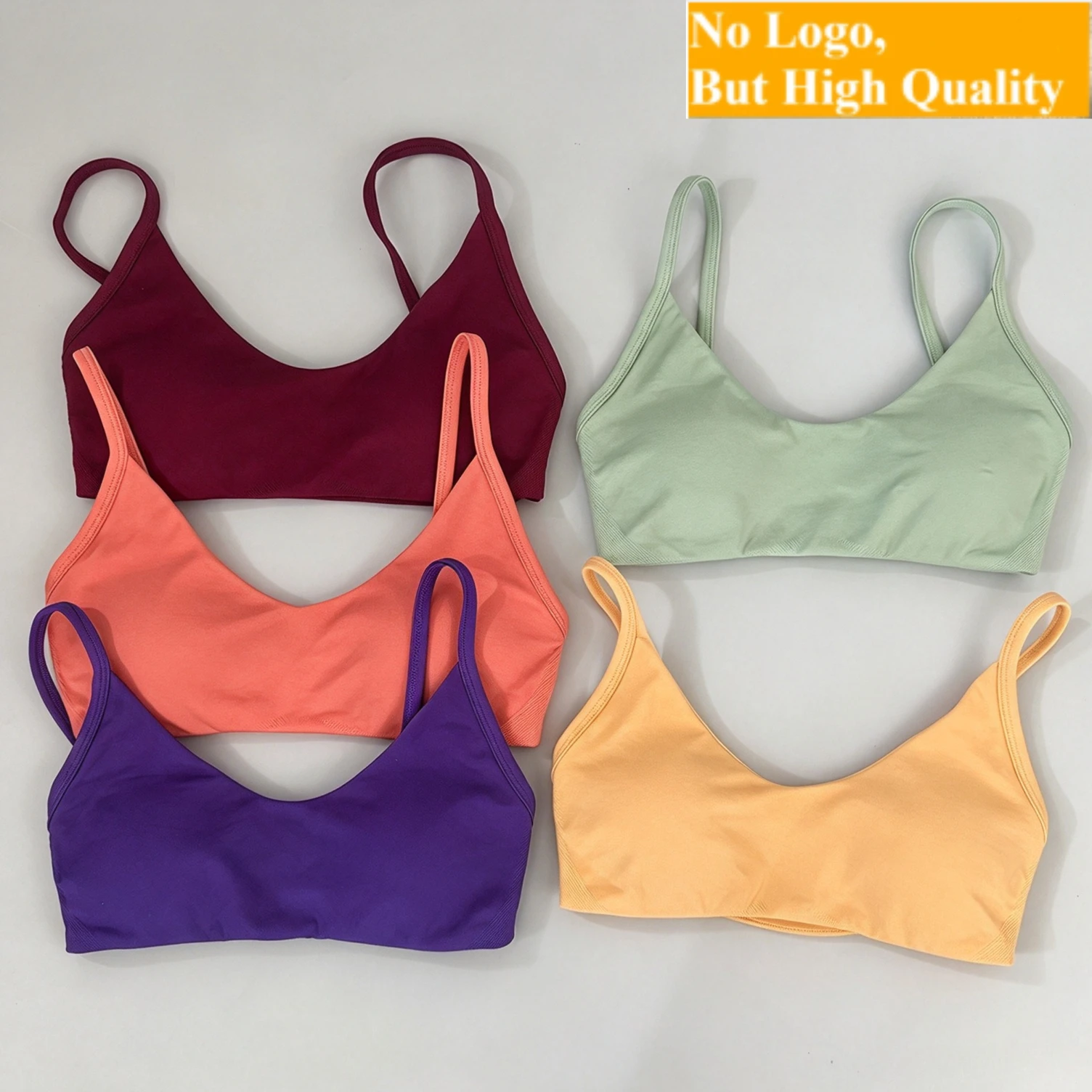 NO LOGO Scoop Neck Bra Women Seamless Sports Bra GYM Top Underwear With Pads Sexy Backless  Yoga Clothing Workout Fitness