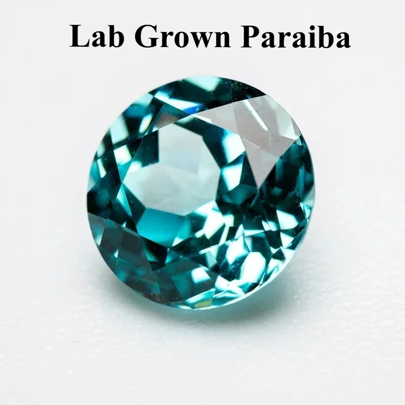 

Selectable AGL Certificate Lab Grown Paraiba Sapphire Round Shape 100 Faceted Cut Gemstone for DIY Jewelry Making Materials