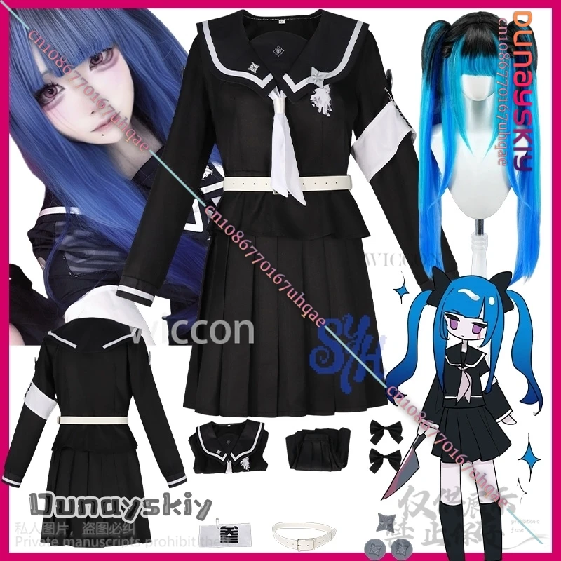 

Anime Game The Hundred Japanese Jirai Kei Girls Amemiya Darumi Cosplay Goth School Uniform Black Mini Dress Jsk Lolita Halloween