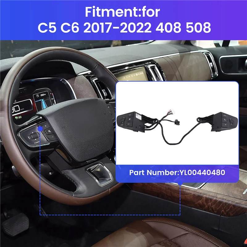 Reliable-YL00440480 Car Multifunctional Switch Button For Citroen C5 C6 2017-2022  408 508 VMF Combination Switch Module