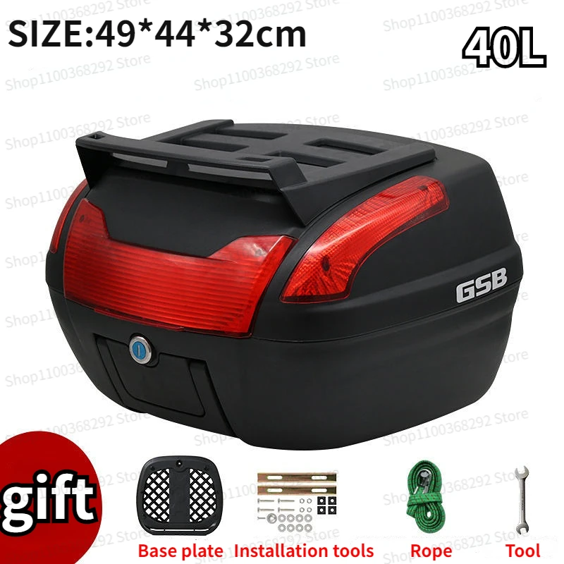 

Large Capacity Motorcycle Top Case 40L for 2 Helmet Storage Carrier Motor Box Scooter Tailbox Electric Motorcycle Trunk