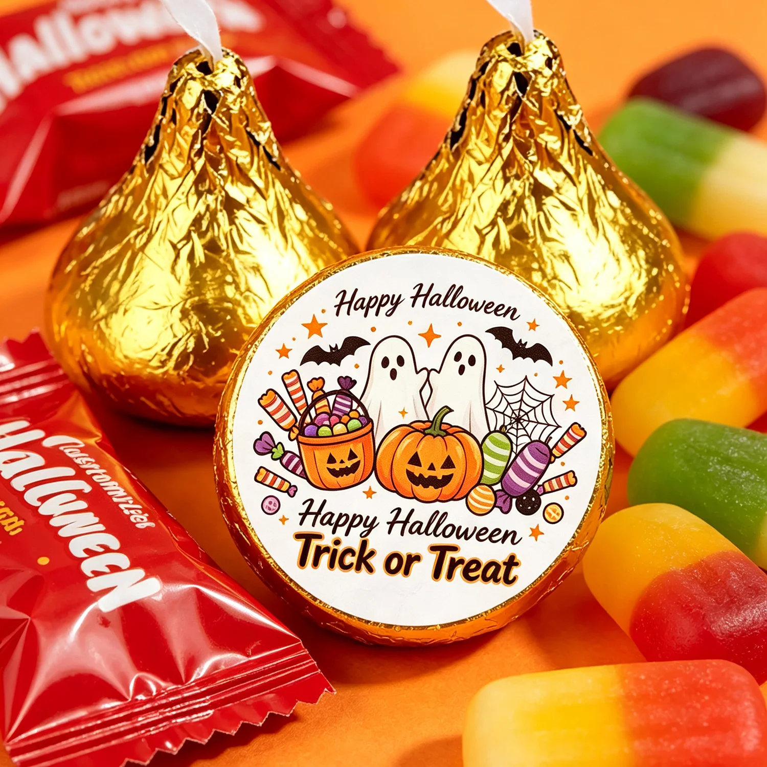 Personalized Halloween chocolate labels, customized circular candy stickers, Halloween party small gift chocolate stickers