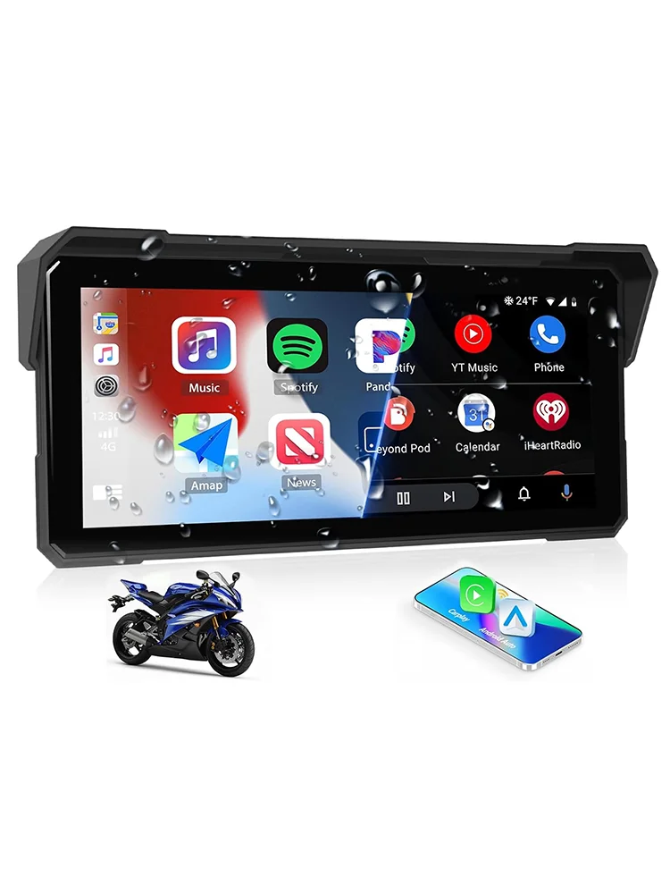 8,1 "Motorrad CarPlay Android Auto GPS für Moto Navigation IP67 Wasserdicht Bildschirm Dual Bluetooth 5,0 Motorräder Zubehör