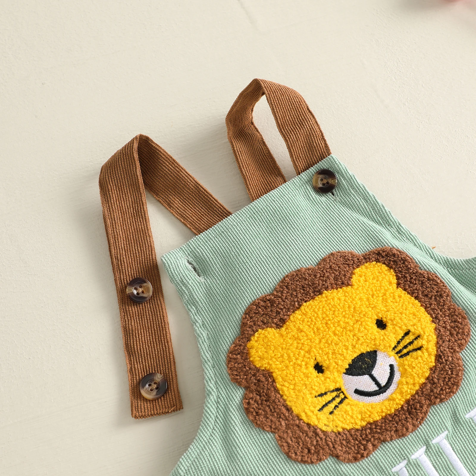 Baby Boy 1st Birthday Outfits Cute Animal Embroidery Sleeveless Overalls Toddler Boys Corduroy Suspender Jumpsuits Clothes