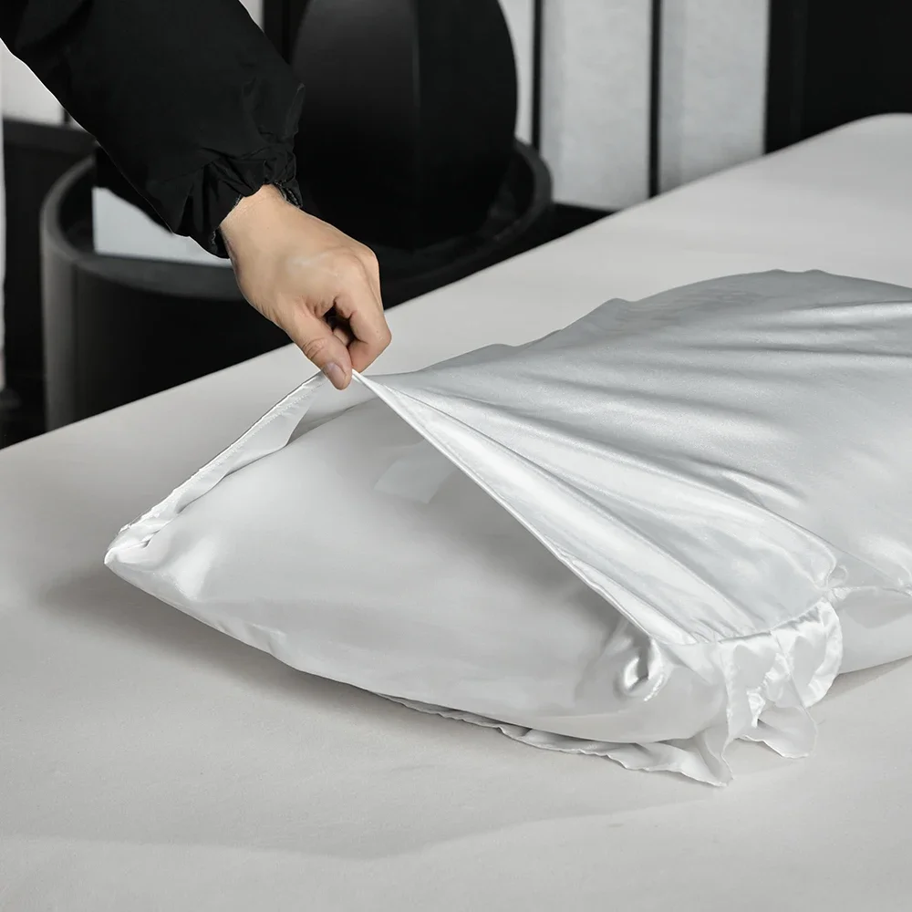 Luxury Satin Double-layered Ruffles Bedding Set Queen Soft Smooth Duvet Cover and Pillowcase Silky Single Double Comforter Cover