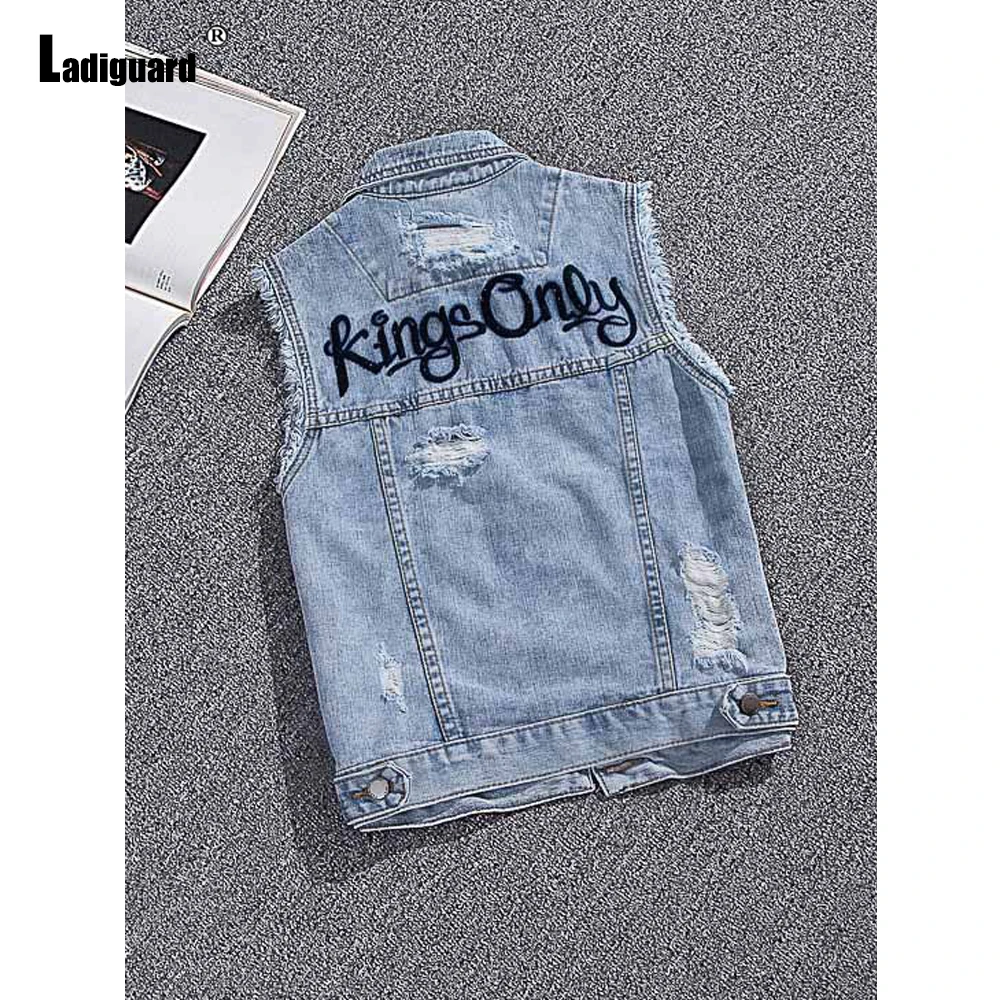 2023 Stand Tasche Denim Weste Mädchen ärmellose Basic Jeans Tops Frauen Mode Street Oberbekleidung Kursiv Letter Print Jeans jacke