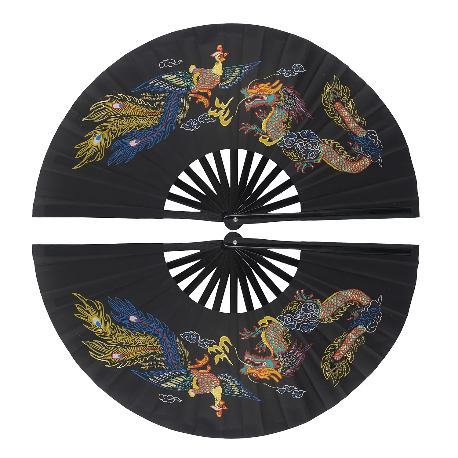 Tai Chi Fan Bamboo Kung Fu Martial Arts 34 Centimeter  Fans Wushu Art Martiaux Cosplay Dance Performance Fan Red Kun Master
