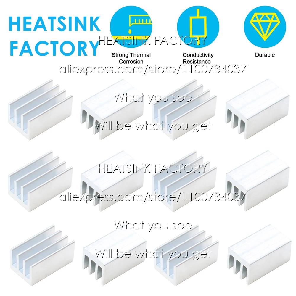 

12x7x6mm Silver Aluminum Heatsink Cooling Radiator for Electronic IC Chip MOS RAM AMD CPU LED Cooler Heat Dissipation