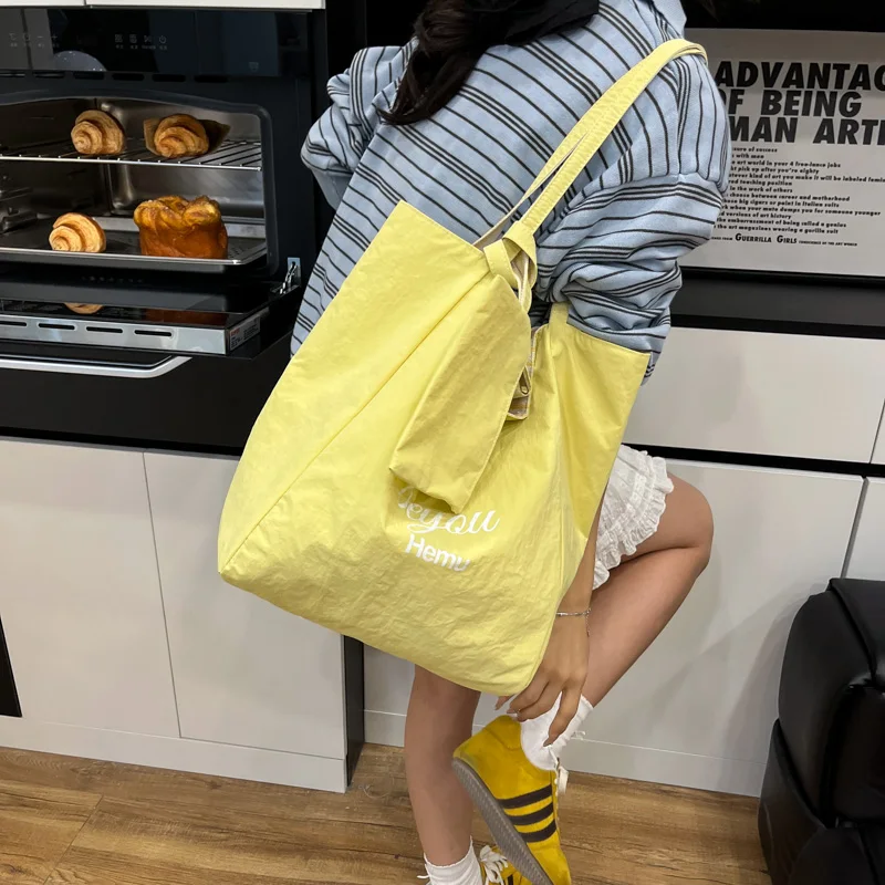 

Korean Niche Design Summer Casual Student Canvas Bag Stripesd Tote Bag Ab Double-Sided Shoulder Armpit Bag for Women