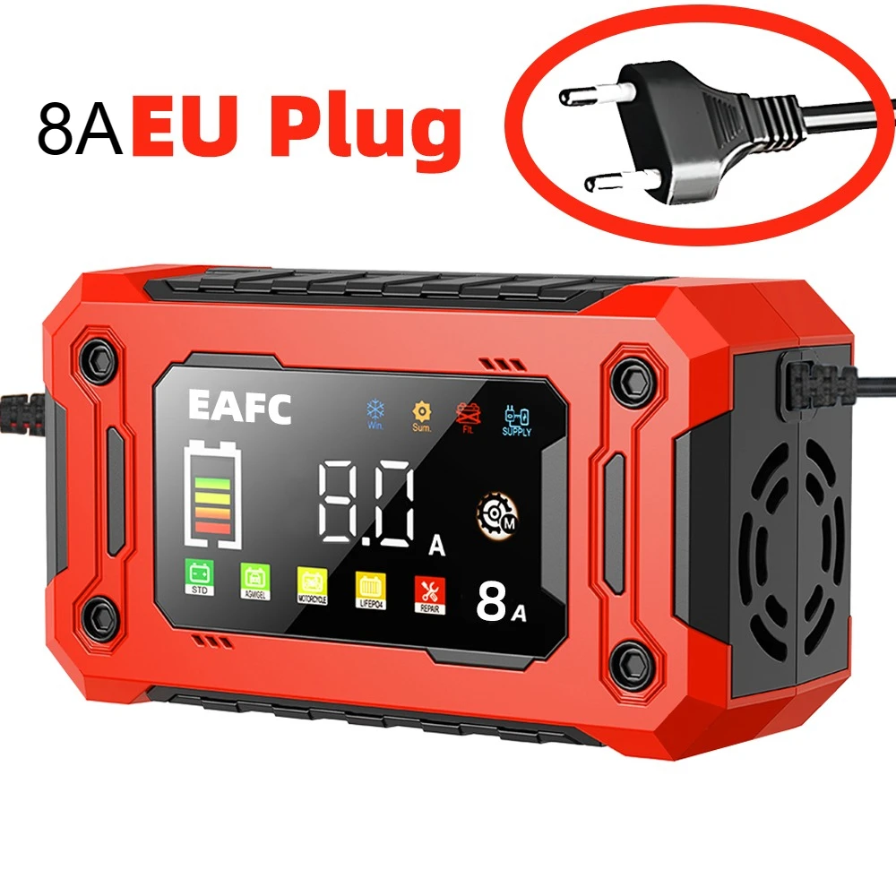 12V 8A/15A Volautomatische Auto Acculader Smart Pulse Reparatie Kleurenscherm voor AGM GEL NAT Lood-zuur Lader LCD Display