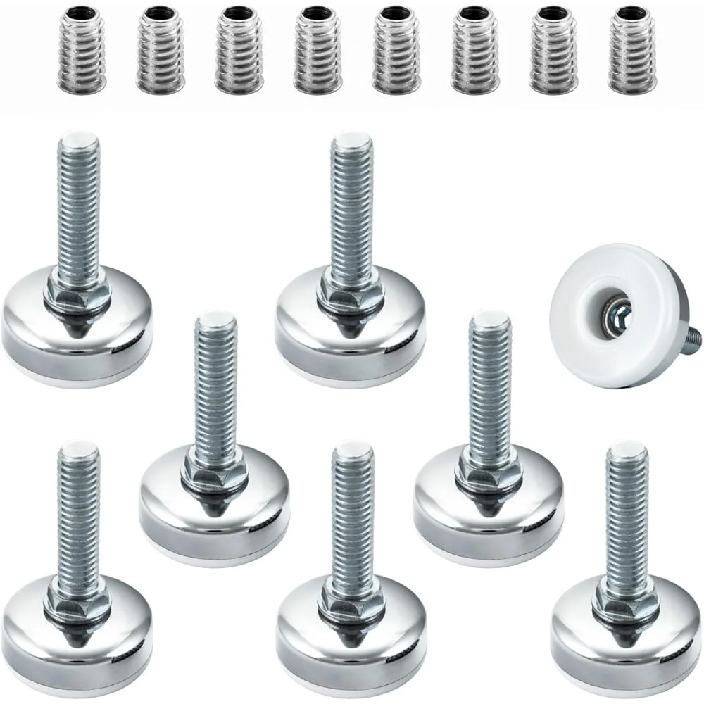 헤비 듀티 스레드 레벨링 피트 8개 조절식 가구 다리 레벨러 세트(비마킹 패드 안정성 및 지원 포함)