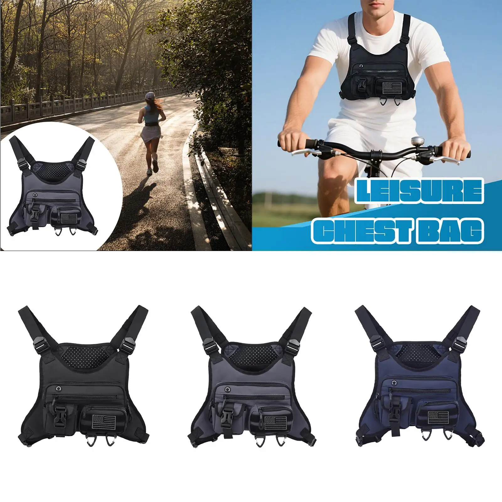 

Men Chest Rig Bag Modern Sports Vest Chest Pack for Travel Exercise Hiking