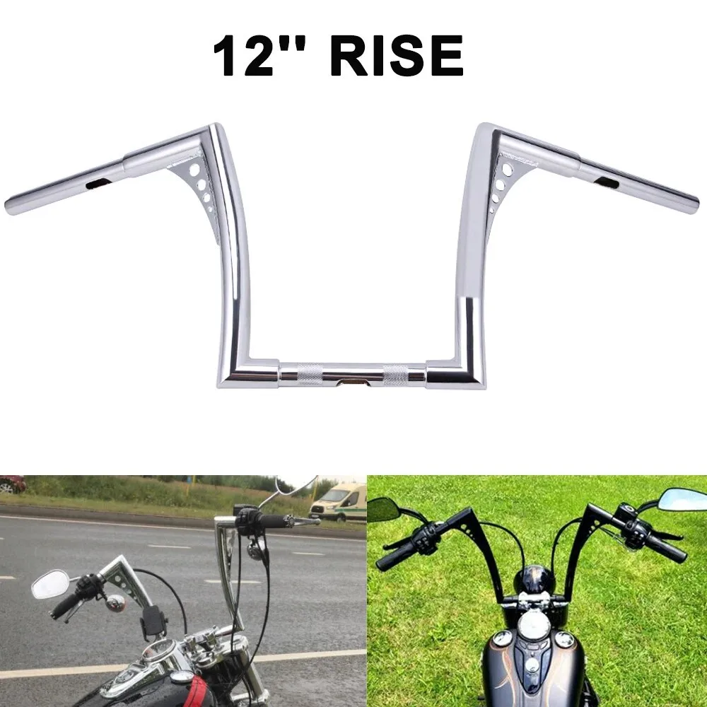 

12" Rise Ape Hangers Handlebars For Harley Softail Dyna Sportster XL Chrome