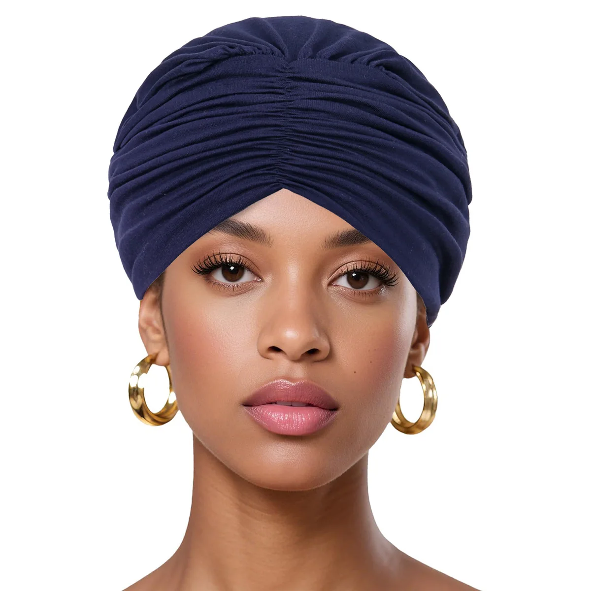 

New 6PCS/Set Muslim Hijab Women Pleated Indian Turban Elastic Chemo Cap Beanie Bonnet Hair Loss Headscarf Head Wrap Hat Cover