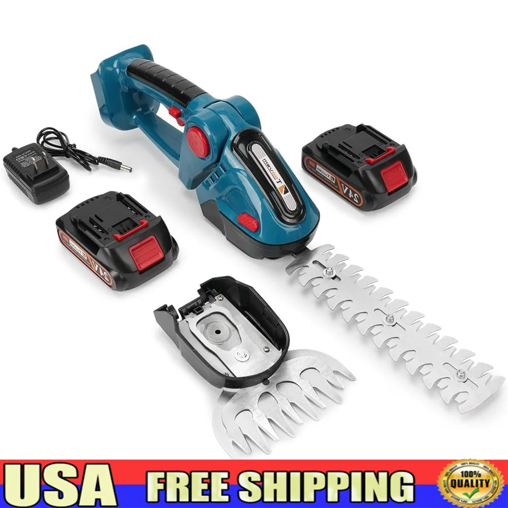 

Cordless Hedge Trimmer Grass Shear 2 in 1 Electric 24V Handheld Lightweight Rechargeable Battery SK5 Blades Ergonomic Design