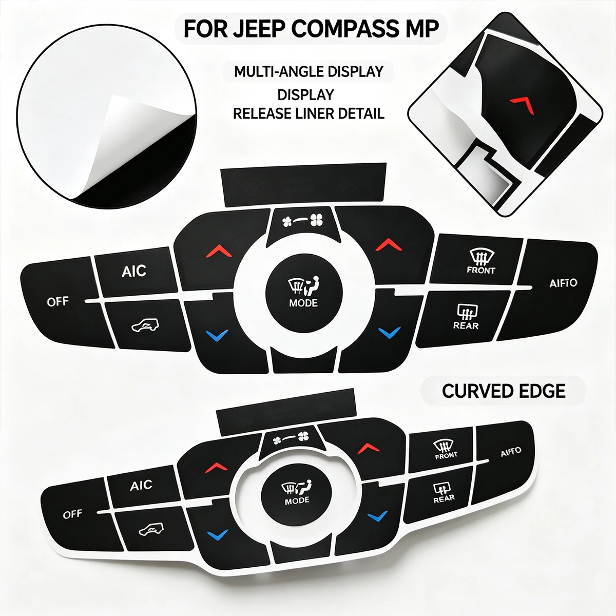 AC Panel Button Repair Sticker - For Jeep Compass MP 2017-2021 Climate Control Decal, Faded Button Fix Anti-Worn