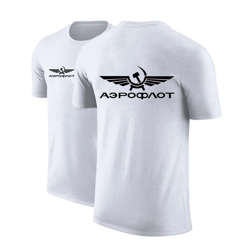 2023 Summer New Aeroflot Aviation Russe Pilote Aerospace Casual Short Sleeve CCCP Fashion Breathable Tee Popular Solid Color Top