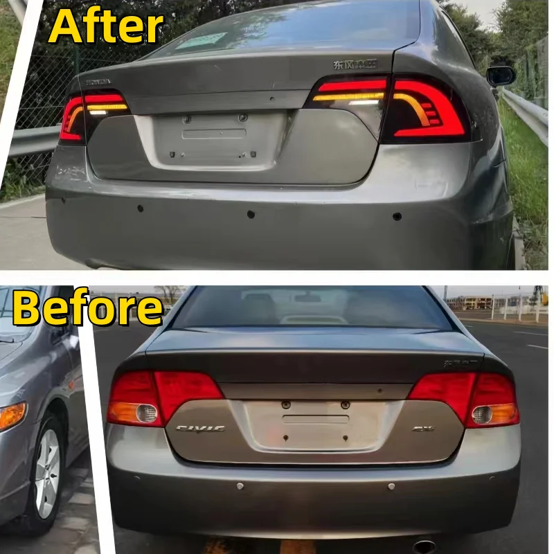For Honda Civic Tail Light 2006-2011 Light blade taillights Flowing Through Dynamics Brake Turning Rear Tail Lights